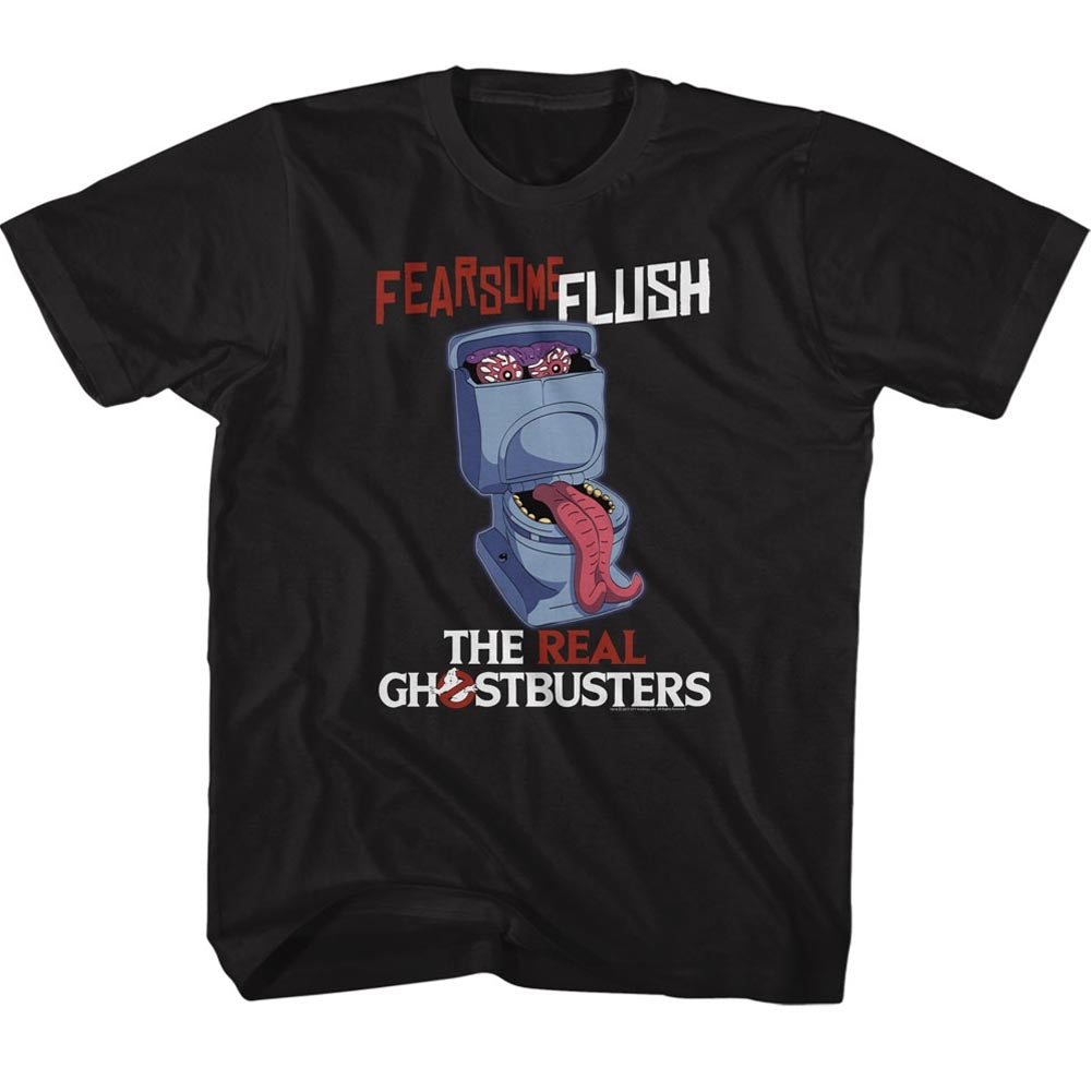 Real Ghostbusters Toddler S/S T-Shirt - Fearsome Flush - Solid Black Hoodie, Sweatshirt | CiraTrend.com
