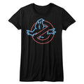 The Real Ghostbusters Girls Juniors S/S T-Shirt - Neon Ghost - Solid Black Hoodie, Sweatshirt | CiraTrend.com