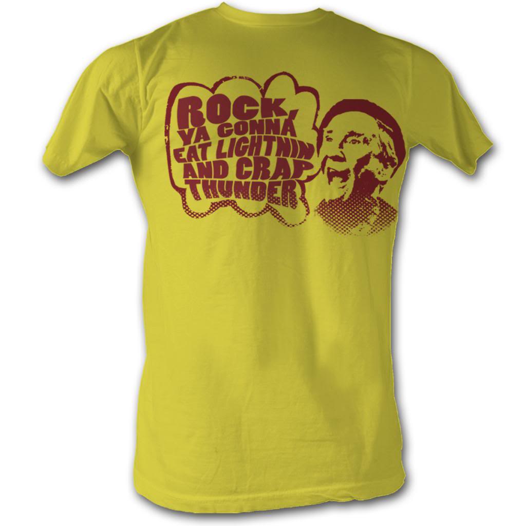 Rocky Mens S/S T-Shirt - Eat Lightning - Solid Yellow Hoodie, Sweatshirt | CiraTrend.com