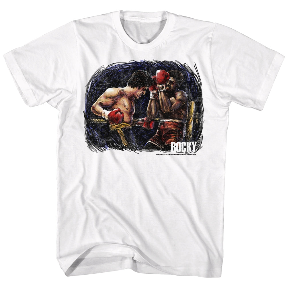 Rocky Mens S/S T-Shirt - Rocky Vs. Apollo Painting - Solid White Hoodie, Sweatshirt | CiraTrend.com