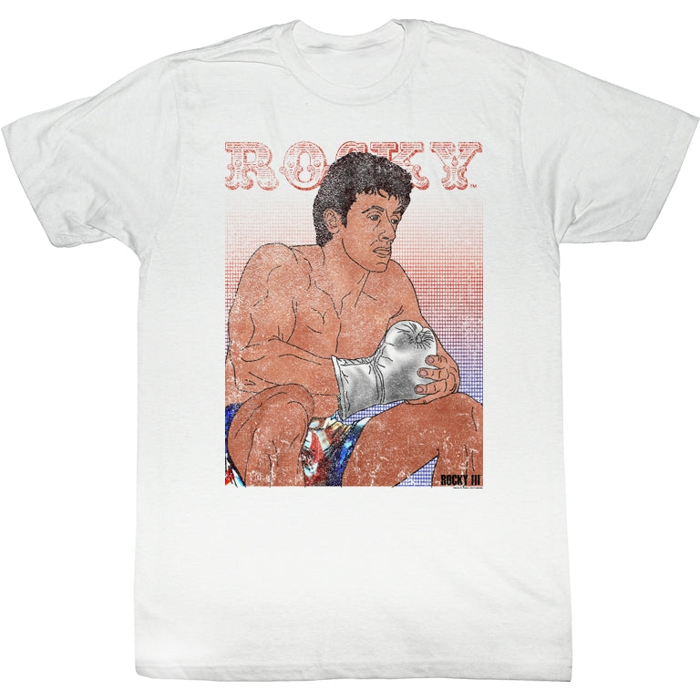 Rocky Mens S/S T-Shirt - Contemplation - Solid White Hoodie, Sweatshirt | CiraTrend.com