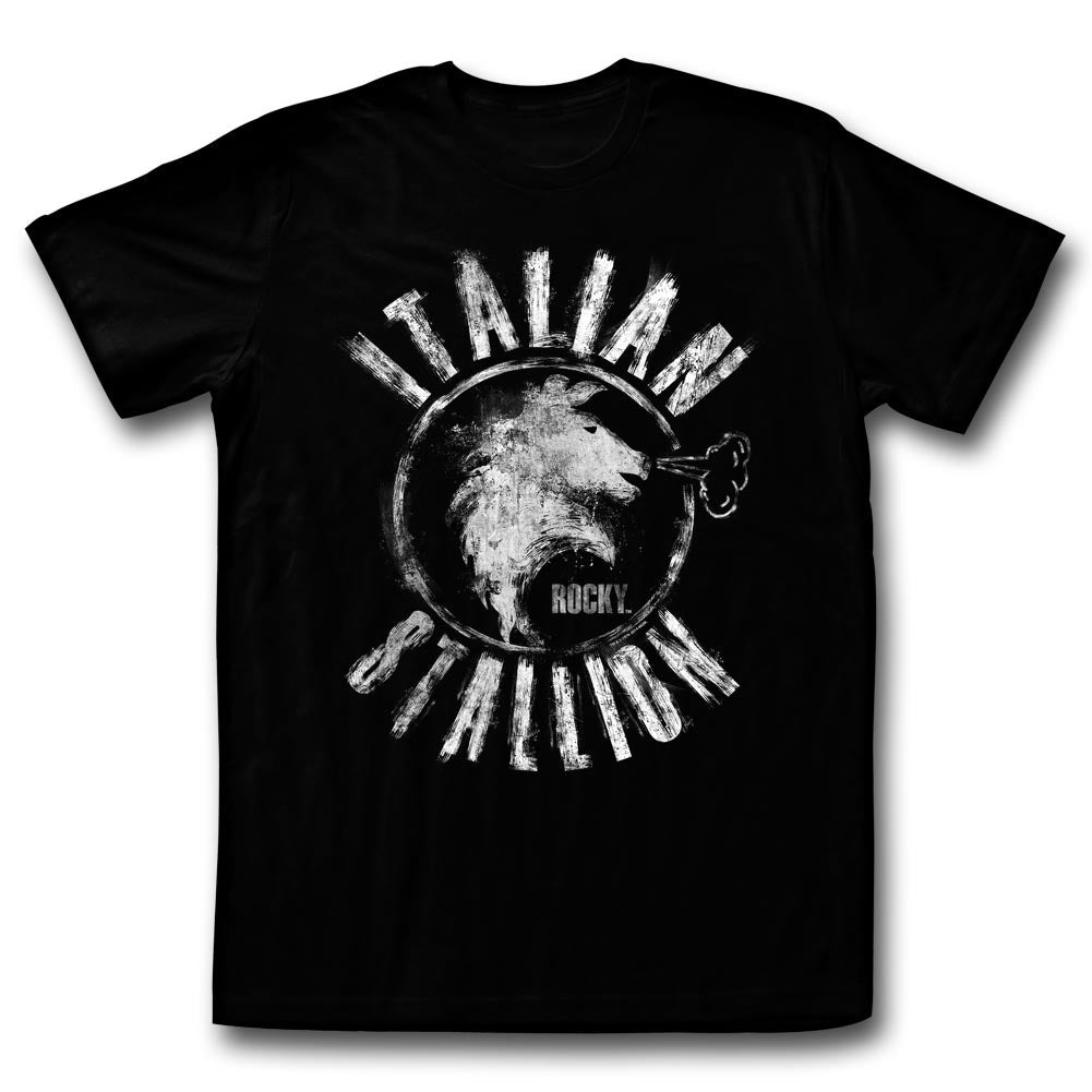 Rocky Mens S/S T-Shirt - Chalk Stallion - Solid Black Hoodie, Sweatshirt | CiraTrend.com