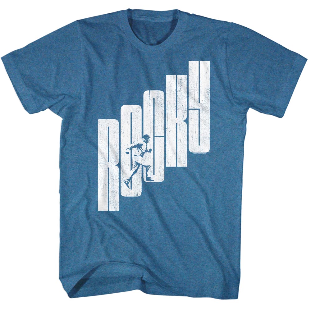 Rocky Mens S/S T-Shirt - Letter Step Straight - Heather Pacific Blue Heather Hoodie, Sweatshirt | CiraTrend.com