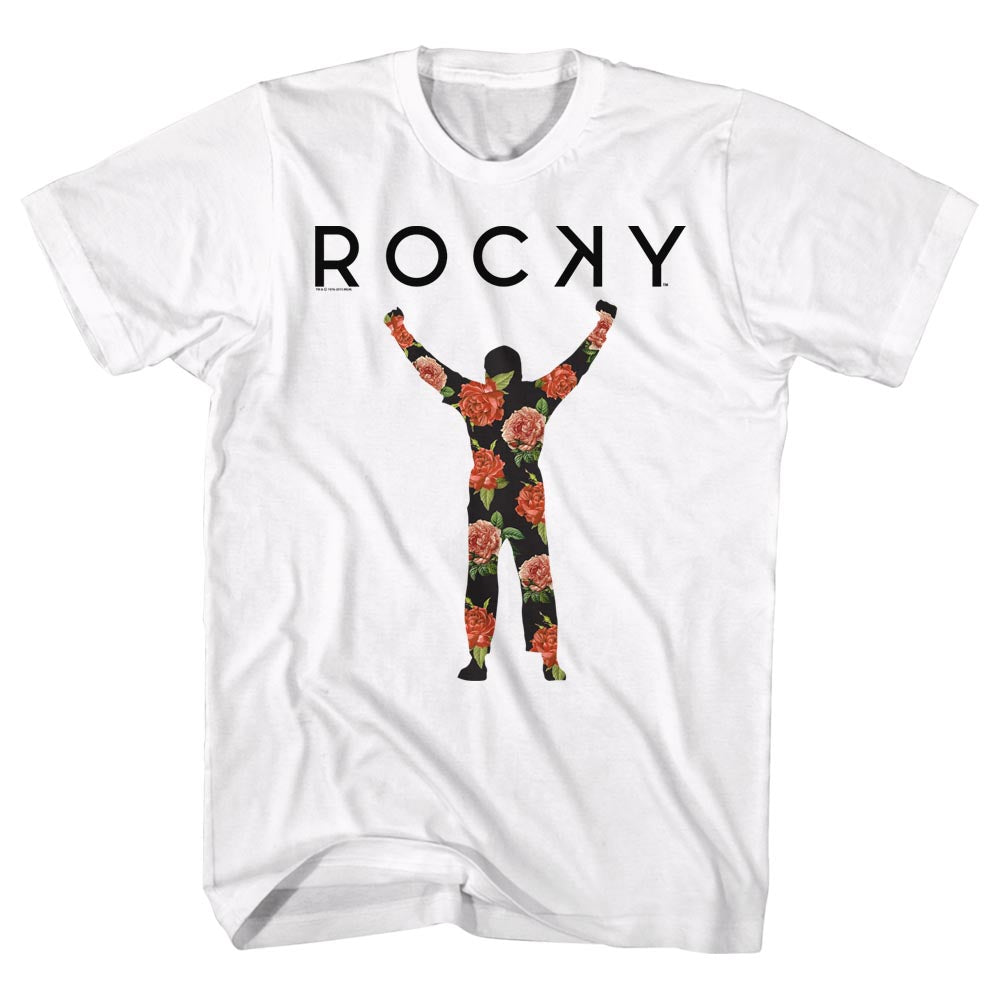 Rocky Mens S/S T-Shirt - Flower 2 - Solid White Hoodie, Sweatshirt | CiraTrend.com