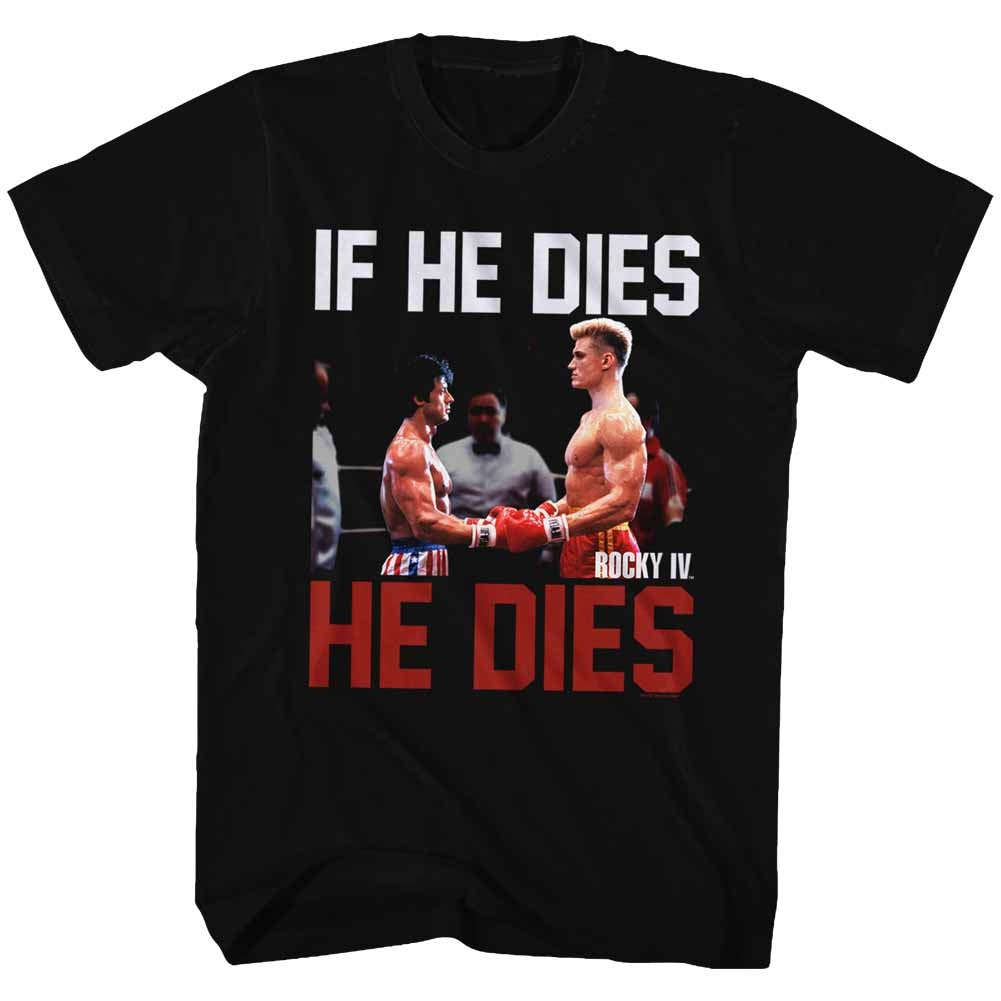Rocky Mens S/S T-Shirt - He Dies - Solid Black Hoodie, Sweatshirt | CiraTrend.com