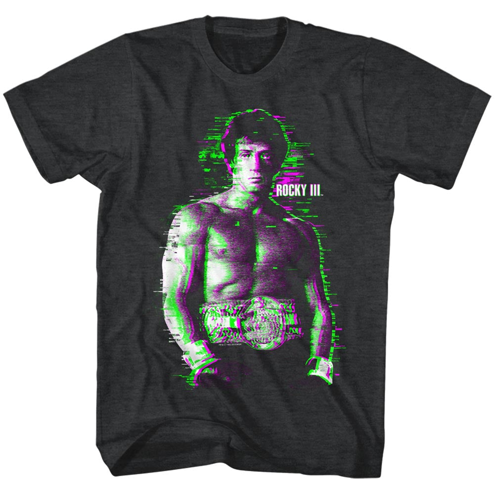 Rocky Mens S/S T-Shirt - Glitchy - Heather Black Heather Hoodie, Sweatshirt | CiraTrend.com