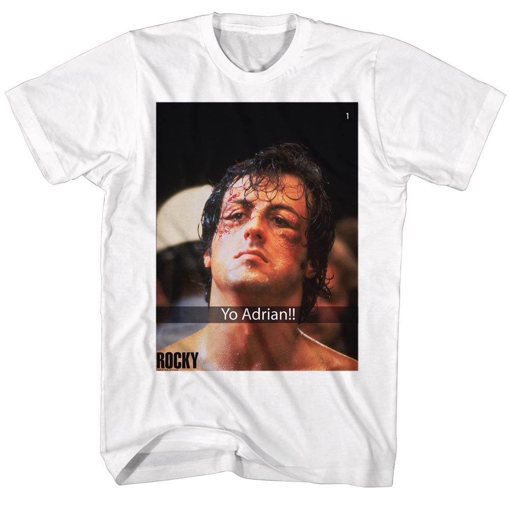 Rocky Mens S/S T-Shirt - Yo Adrian Snap - Solid White Hoodie, Sweatshirt | CiraTrend.com