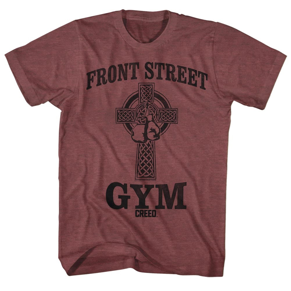 Rocky Mens S/S T-Shirt - Frontstreetgym - Heather Vintage Maroon Heather Hoodie, Sweatshirt | CiraTrend.com