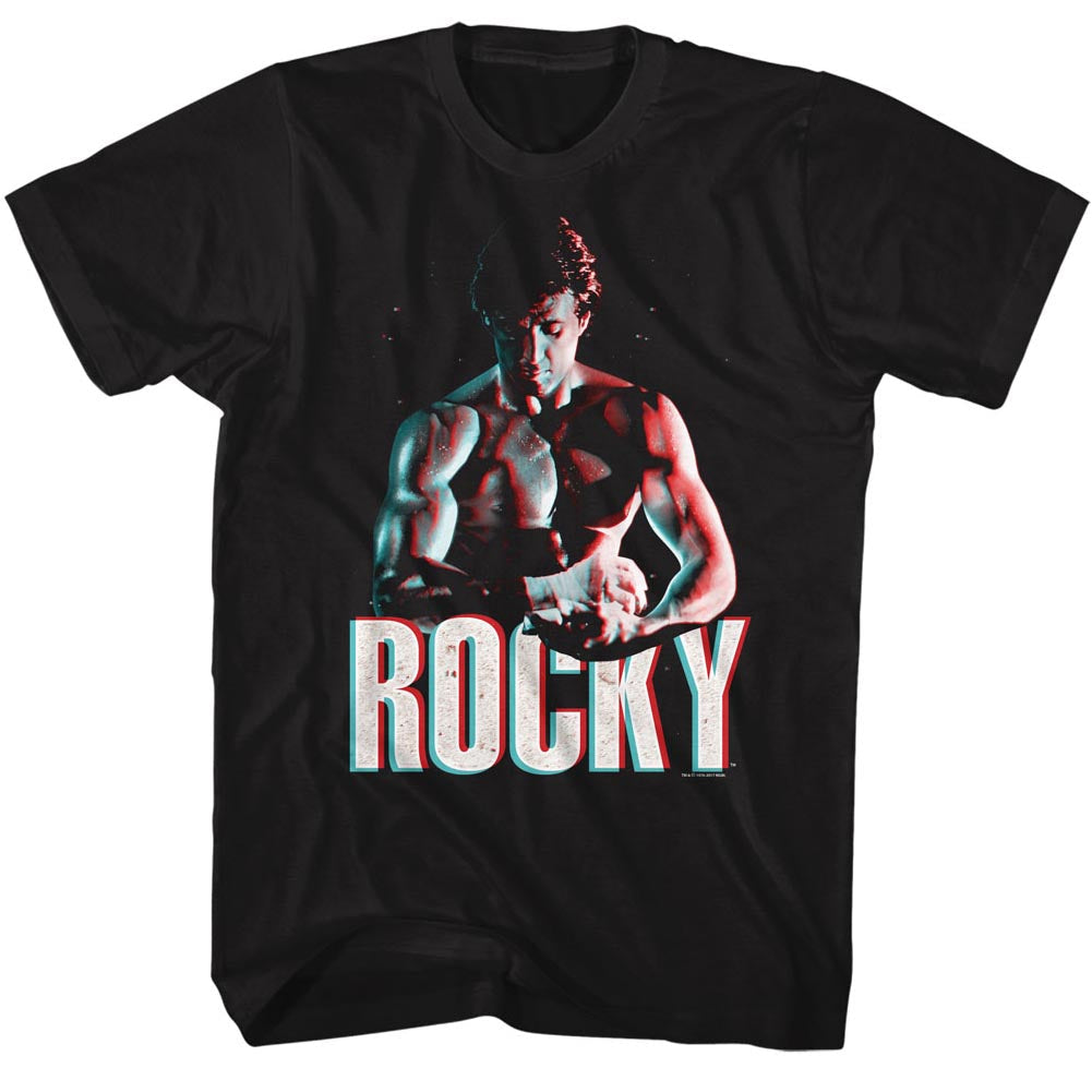 Rocky Mens S/S T-Shirt - 3D Muscles - Solid Black Hoodie, Sweatshirt | CiraTrend.com