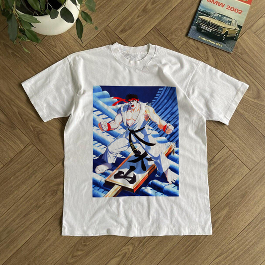 RETRO 90s 'RYU' ILLUSTRATION WHITE T-SHIRT