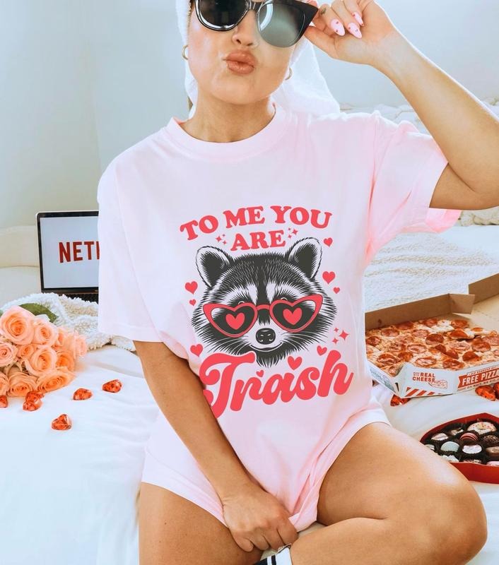 Raccoon Valentine's Day Shirt, Funny Valentine's Day Sweatshirt, Valentine Crewneck, Galentine's Day Shirt, Feral Tee,...