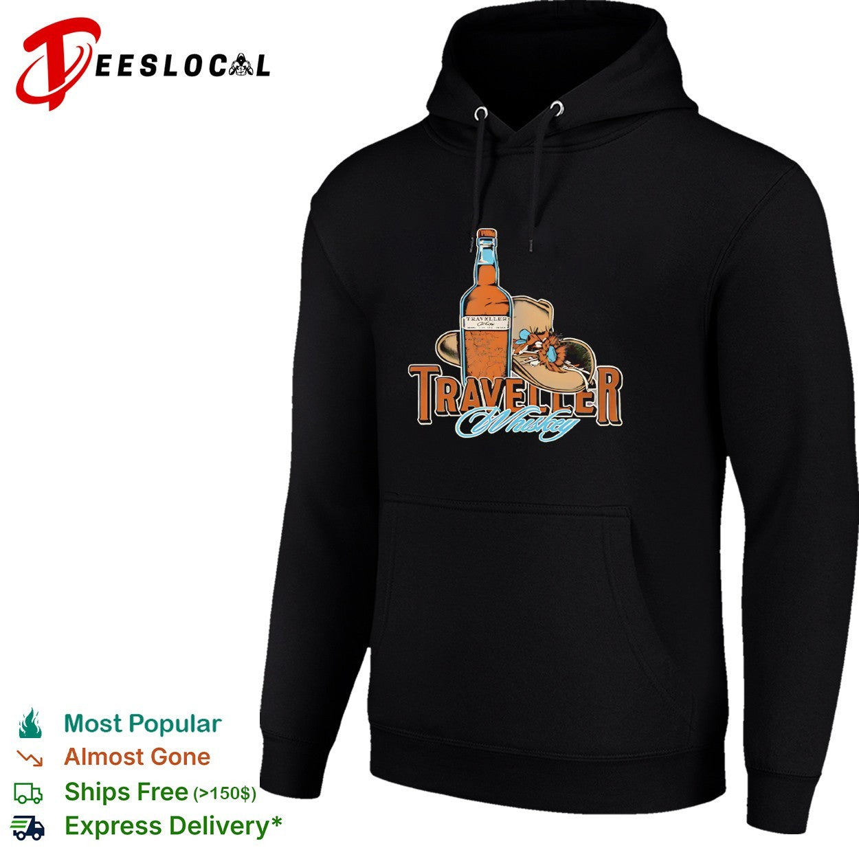 Raccoon wearing cowboy hat Traveller whiskey shirt