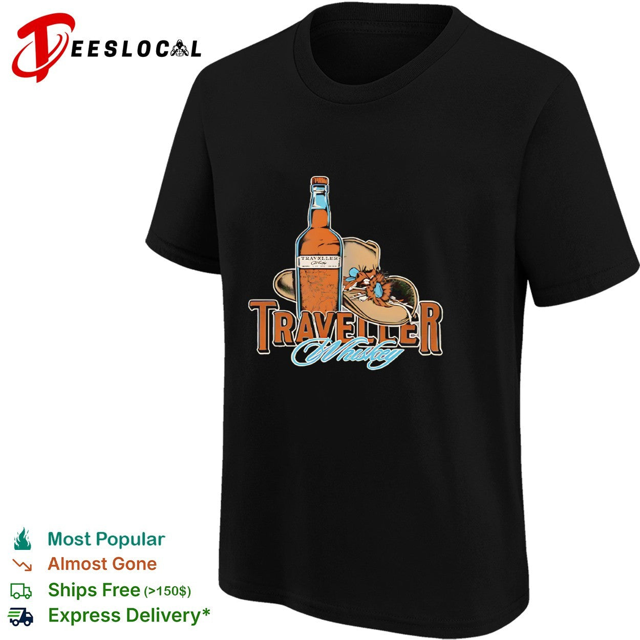 Raccoon wearing cowboy hat Traveller whiskey shirt