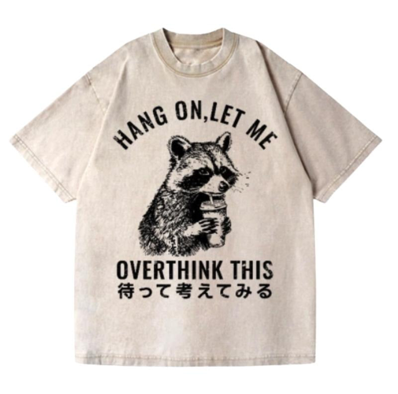 Racoon Vintage Wash Japanese Design T-Shirt, Funny Anime Graphic Tee Shortsleeve Comfort Top Hoodie, Sweatshirt