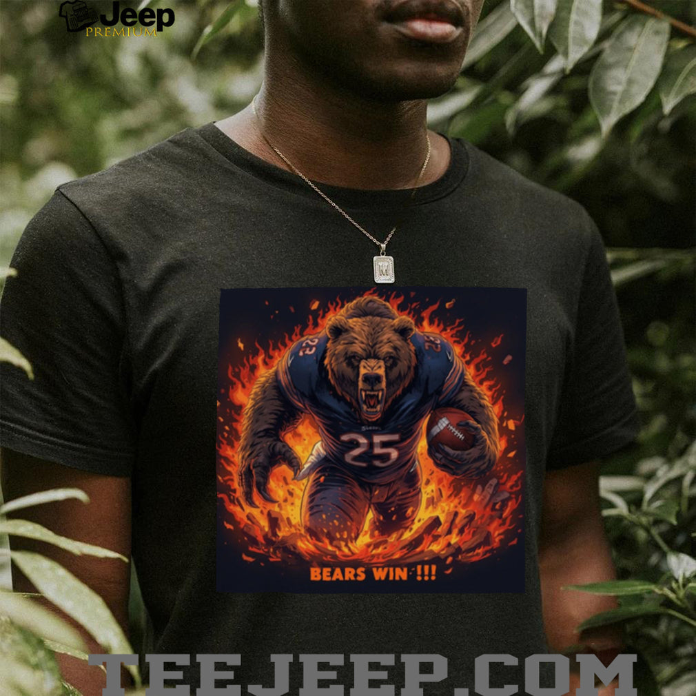 Raging Football Bear “Bears Win” Aggressive Sports Graphic Tee