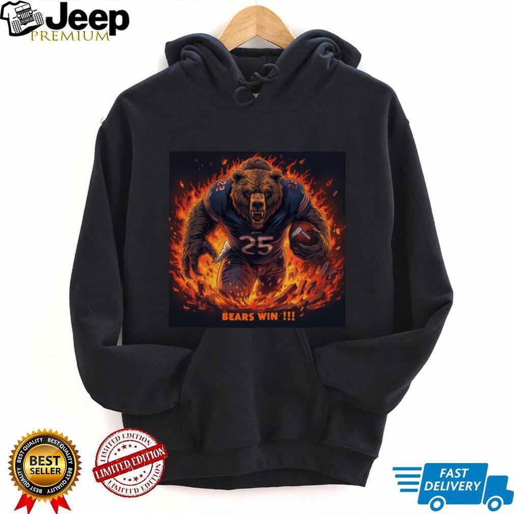 Raging Football Bear “Bears Win” Aggressive Sports Graphic Tee