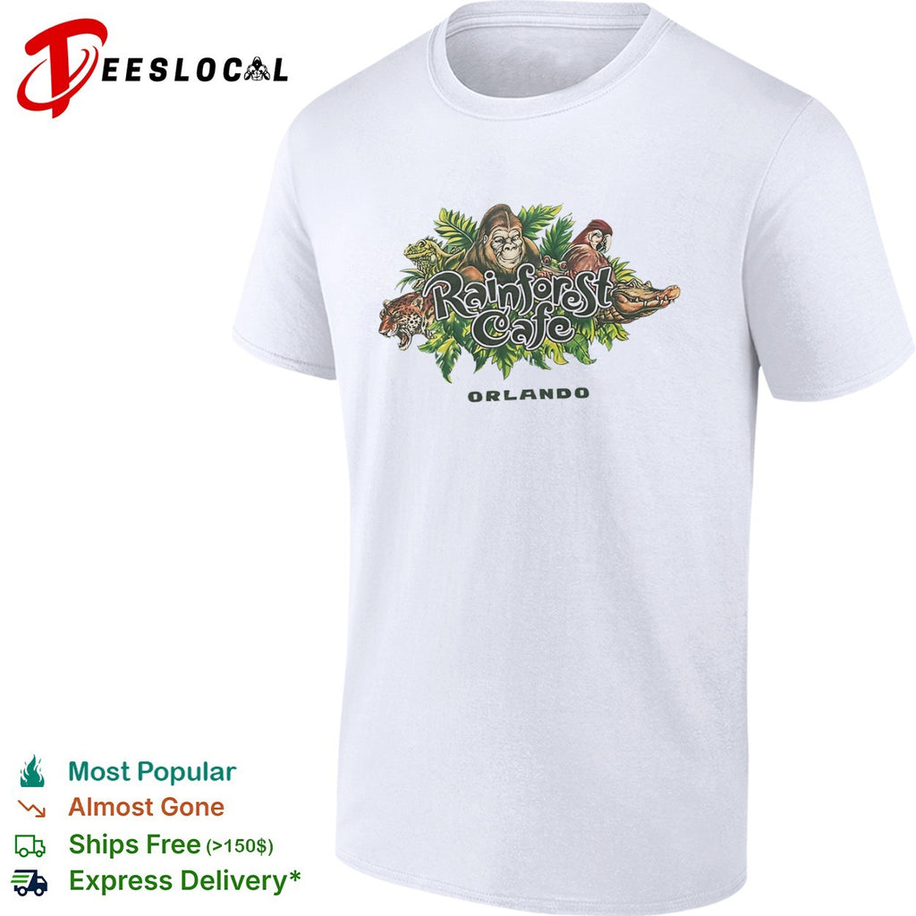 Rainforest Cafe Orlando Gorilla Parrot Jaguar Iguana Gator Tropical Jungle shirt