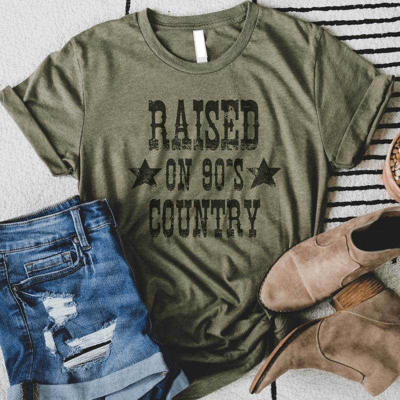 Raised On 90's Country Soft Graphic Tee Hoodie, Sweatshirt | CiraTrend.com