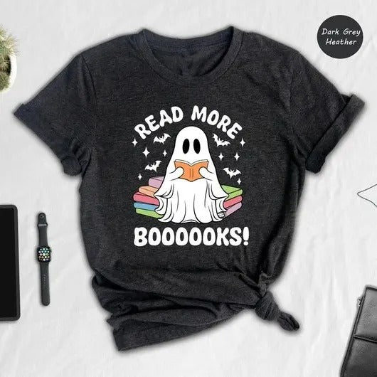 Read More Booooks Shirt, Halloween Ghost Shirt, Librarian Shirt, Librarian Halloween, Book Lovers Shirt, Ghost Book...