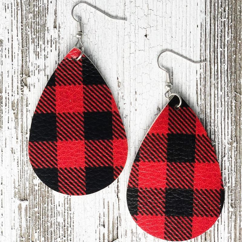 Red & Black Plaid Teardrop Earrings T-Shirts, Hoodie, Sweatshirt | CiraTrend.com