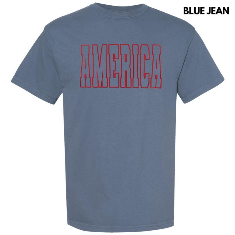 Red America Puff Comfort Colors T-Shirt Hoodie, Sweatshirt | CiraTrend.com
