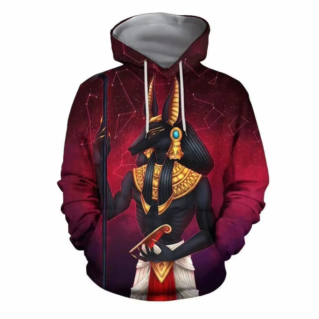 Red Egypt Anubis God Hoodie