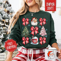 Red Coquette Christmas Sweatshirt, Merry Christmas Sweater, Women's Holiday Crewneck T-Shirts, Hoodie | CiraTrend.com