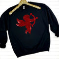 Red Cupid Sequin Patch Sweatshirt -- BLACK T-Shirts, Hoodie | CiraTrend.com