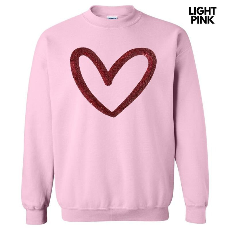 Red Cut Out Heart Sequin Patch Sweatshirt T-Shirts, Hoodie | CiraTrend.com