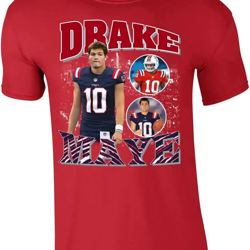 Red New England Drake Maye Bootleg Style T-Shirt Hoodie, Sweatshirt | CiraTrend.com