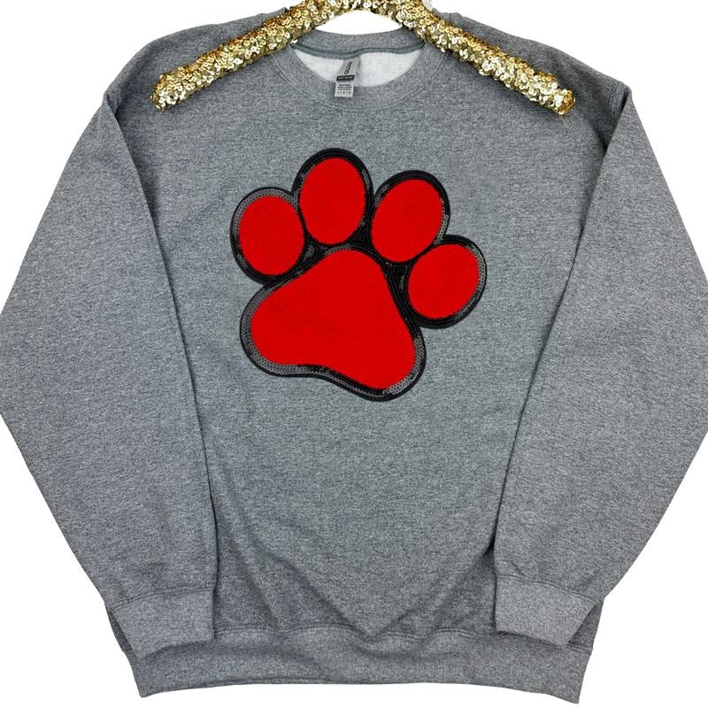 Red Paw Chenille Patch Sweatshirt -- GRAPHITE T-Shirts, Hoodie | CiraTrend.com