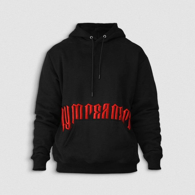 Ultra-Soft Black/Red Phantom Hoodie with Ribbed Cuffs and Hem - Perfect Top for Weight Training and Running T-Shirts,...