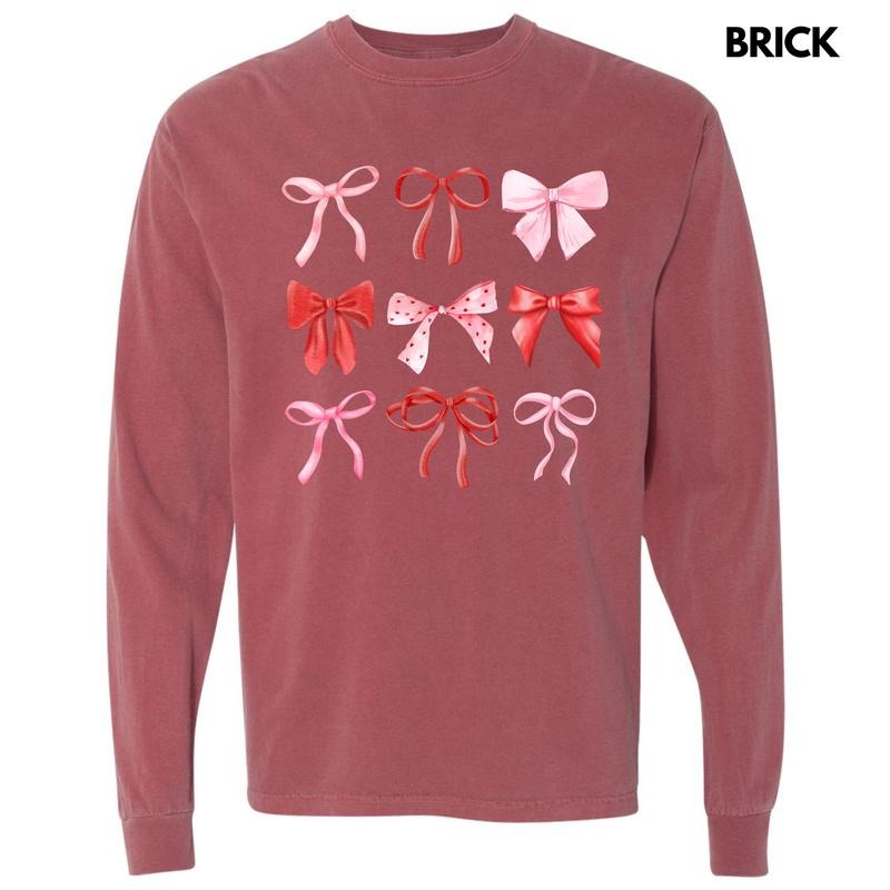 Red Ribbon Coquette Collage Long Sleeve Comfort Colors T-Shirt Hoodie, Sweatshirt | CiraTrend.com