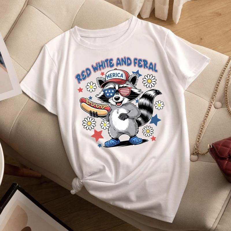 Red White And Feral Fourth Of July T-Shirt, 4th Of July Shirt, Tees For Men And For Women Hoodie, Sweatshirt | CiraTrend.com