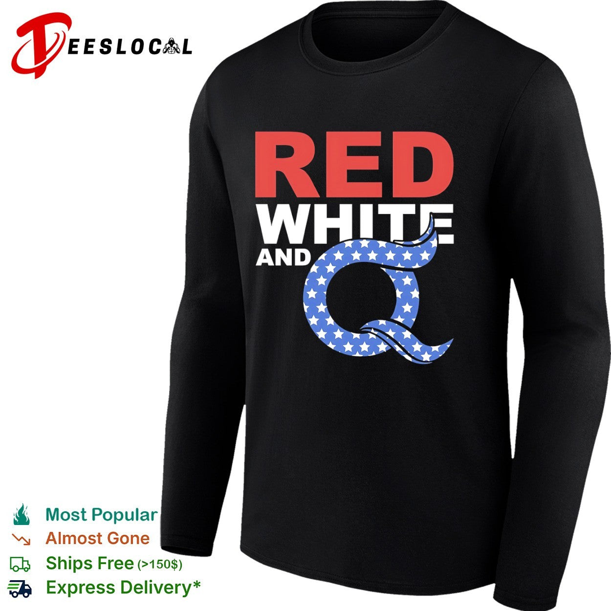 Red White and Q Patriotic QAnon Movement Slogan American Flag shirt