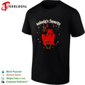 Red devil girl resting chin on hand nobody’s favorite shirt