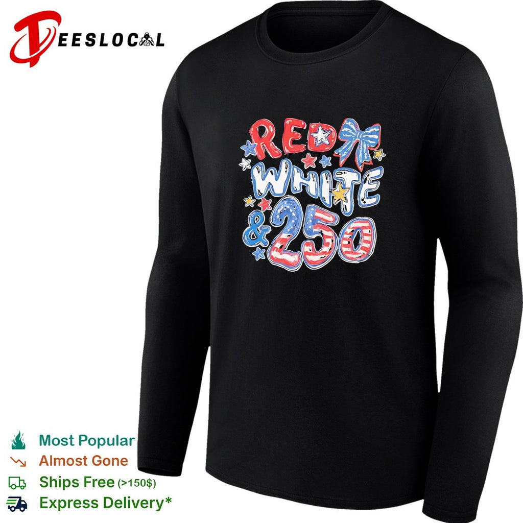 Red white and 250 America anniversary bow shirt