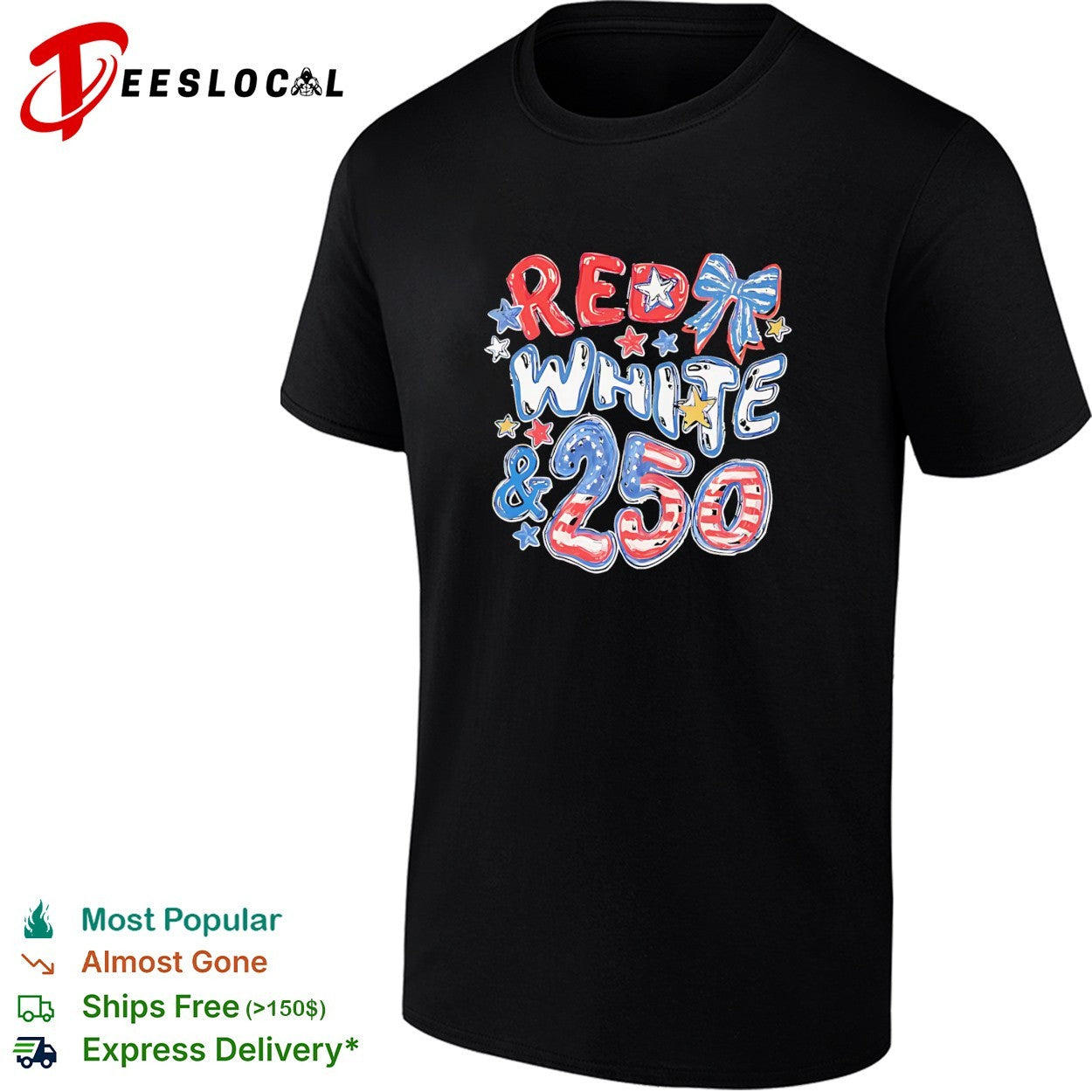 Red white and 250 America anniversary bow shirt