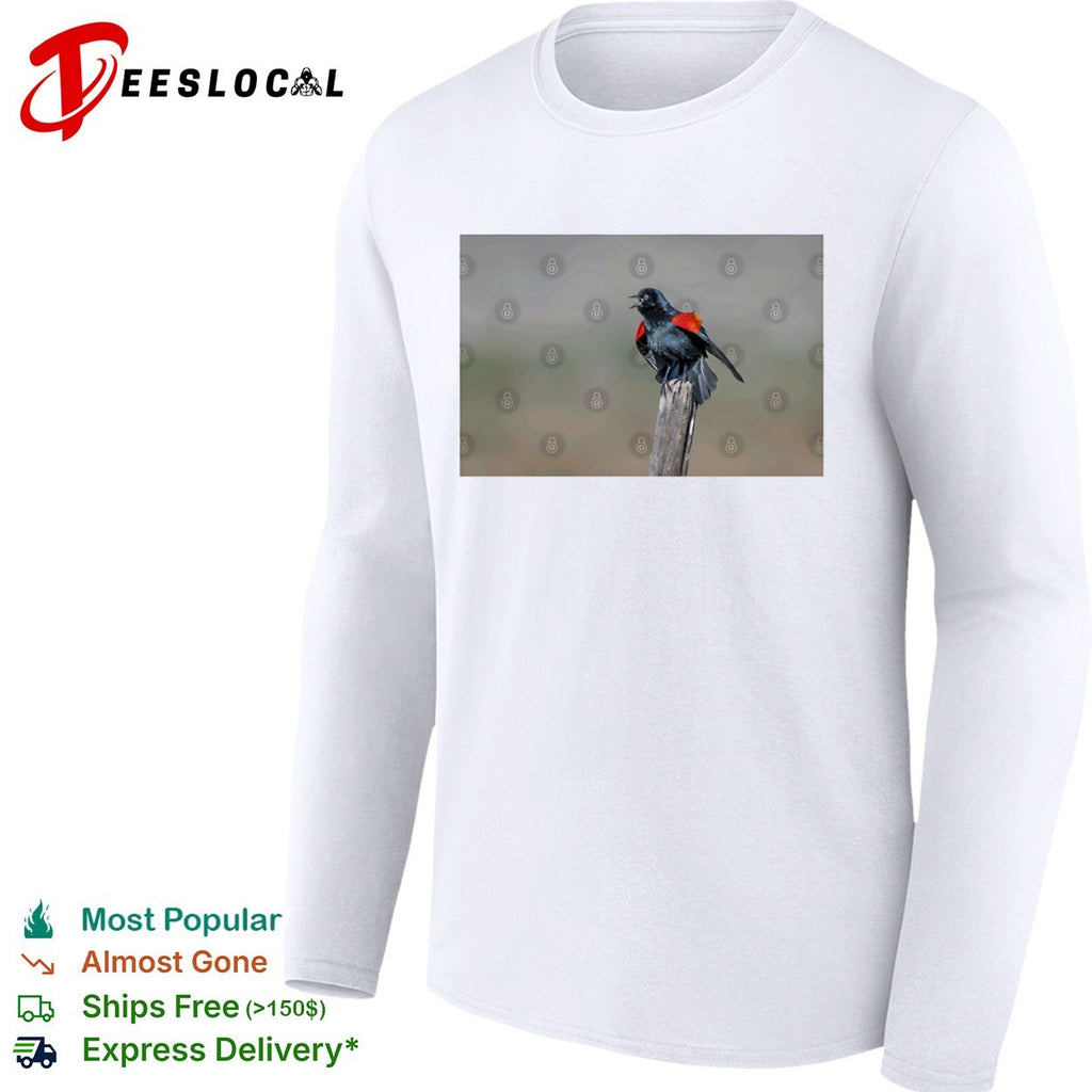 Red-winged blackbird singing shirt
