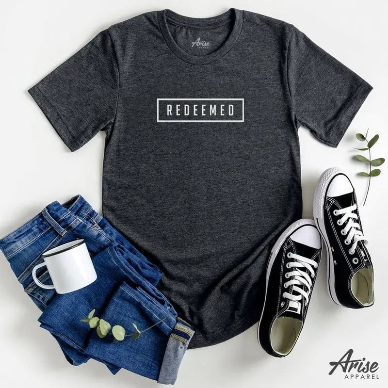 Redeemed T-shirt Christian Gift Christian Shirt Baptism Gift Baptism Tshirt Church Tee Religious Shirt Bible Text Tee For...