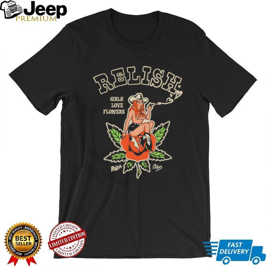 Relish Girls Love Flowers Pinup Girl Vintage Style Graphic T Shirt