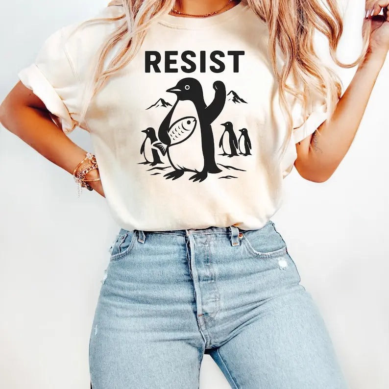 Resist Flippers Up Penguins Tshirt, FDT Shirt Resistance Protest, Penguins Against Tariffs Shirt, I Stand With Penguins...