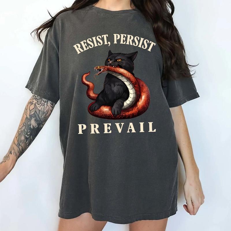 Resist Persist Prevail Comfort Colors Shirt, Subtle FDT T-shirt, Sarcatsic Graphic Tee, Feminist Clothing, Cat Ladies...