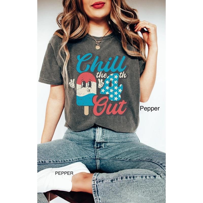 Retro 4th Of July Shirt Funny Chill The 4th Out T-Shirt Vintage Fourth Of July TShirt America T Shirt USA Flag Oversized...