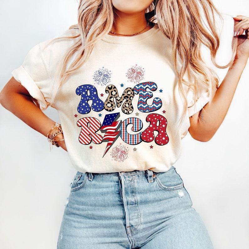 Retro 4th of July, America, Sublimation, USA Tshirt Hoodie, Sweatshirt | CiraTrend.com