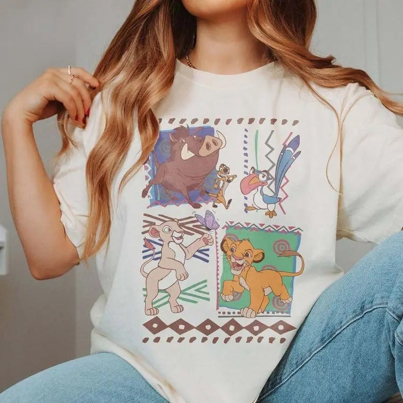 Retro 90s Lion King Simbba And Timmon Tshirt, Vintage Lion King Shirt, Hakuna Matata Retro Shirt Top Womenswear Summer...