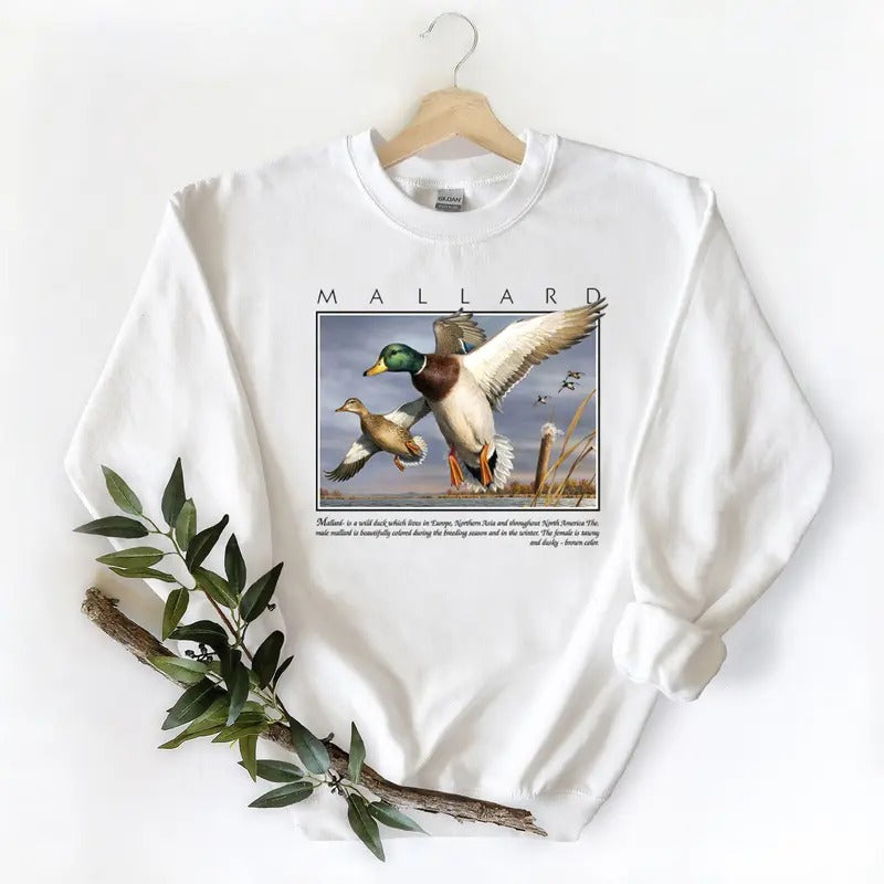 Retro 90s Mallard Duck Vintage Unisex Sweatshirt T-shirts, Hoodie Cotton Fabric Menswear | CiraTrend.com