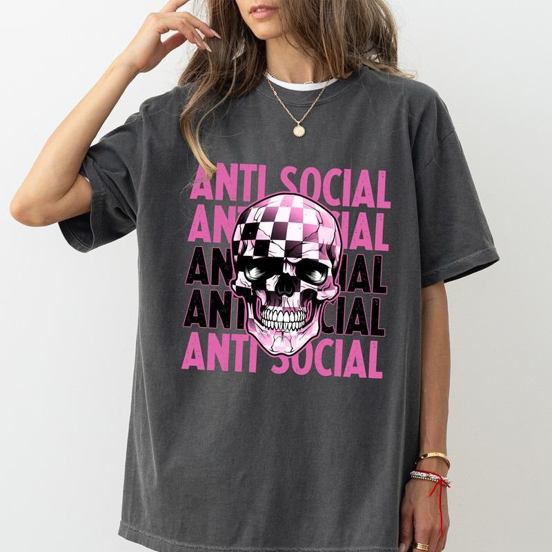 Retro Anti Society Comfort Colors, Homebody Crewneck Women Tee, Sarcastic Gift for Her, Comfy Introvert Womenswear...