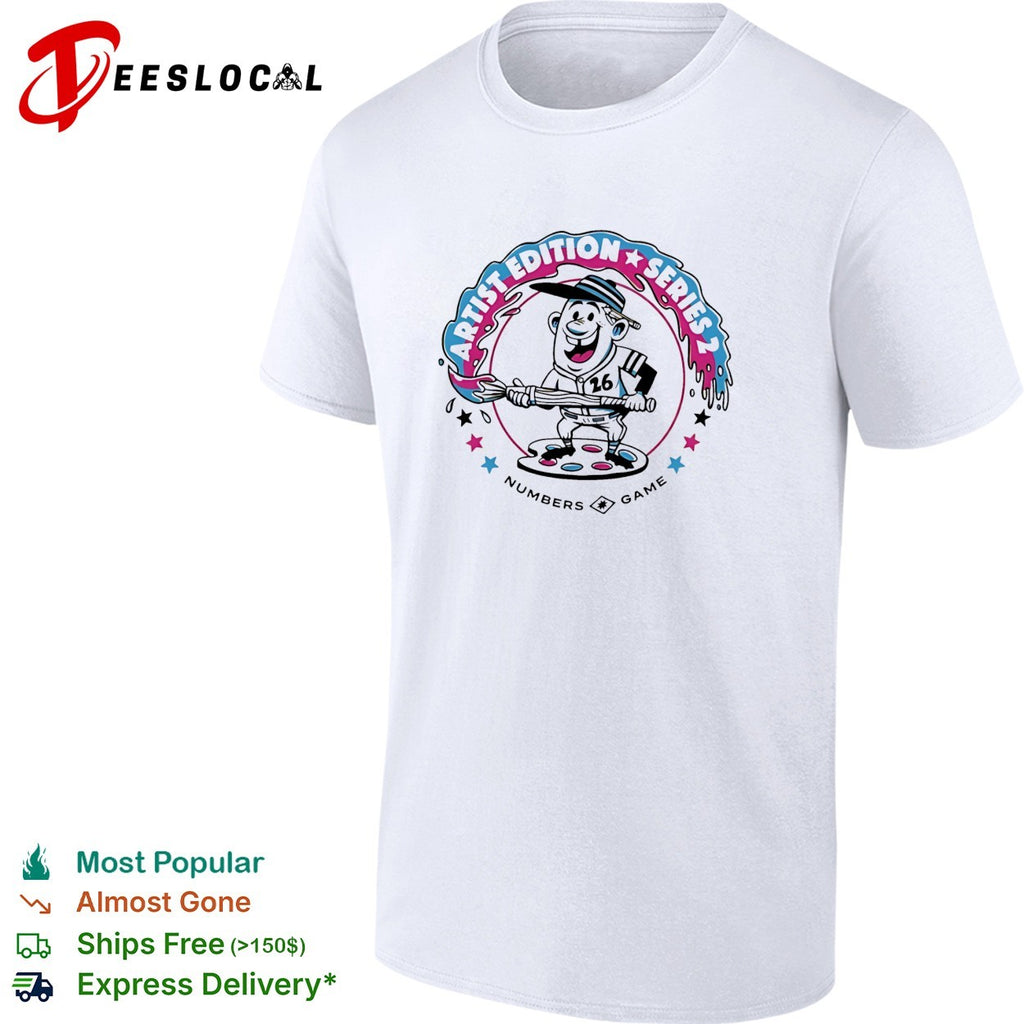 Retro Artist Edition Series 2 Numbers Game 26 Cartoon Baseball Paint Palette Mascot shirt