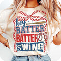 Retro Baseball Batter Batter Swing Tshirt, Checkered Baseball Coquette Shirt, Game Day Baseball Coquette T-Shirt,...